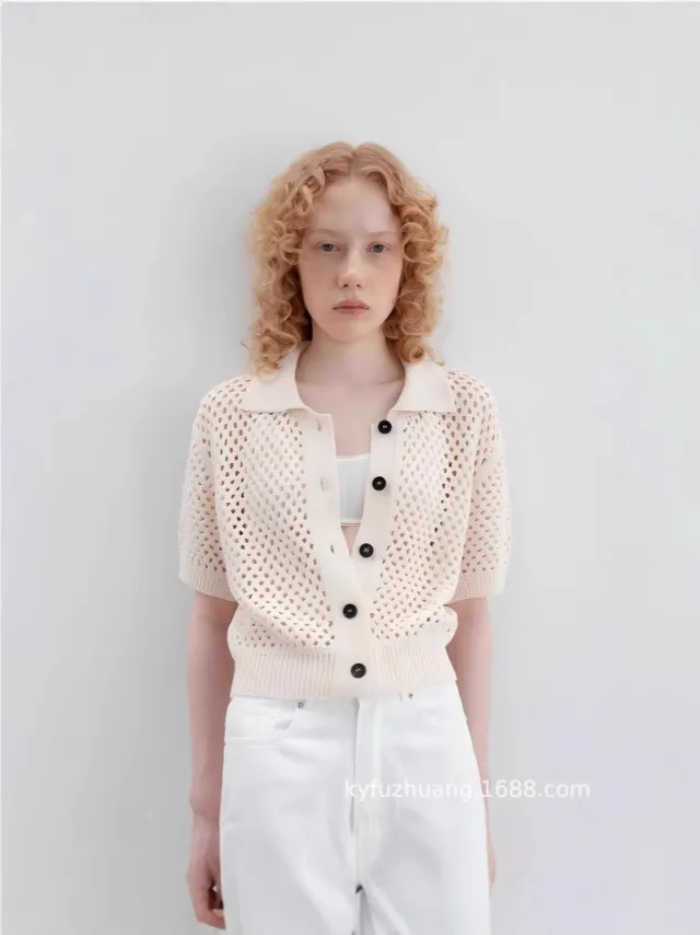 Exotic Rib knit Cuff Casual Fashion Style Slim fit Knitted Cardigan Top Beige - Shop at LoveMi