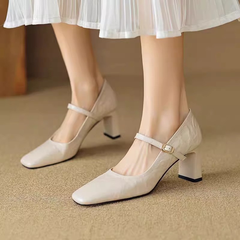 Womens Retro Soft Sheepskin High Heels
