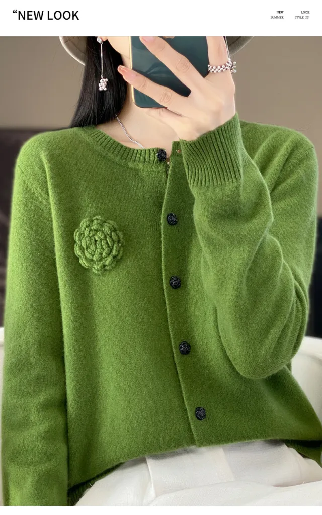 Spring And Autumn New Wool Knitted Sweater Warm Grass Green - Shop at LoveMi