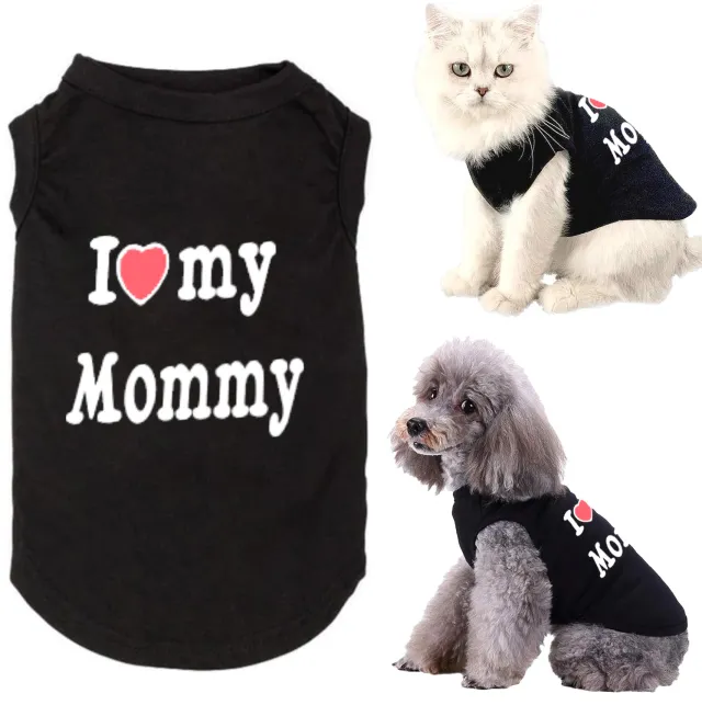 Cat Clothes Breathable Cute Summer Thin Poodle Cartoon Pet Vest Black Love Mom - Shop at LoveMi