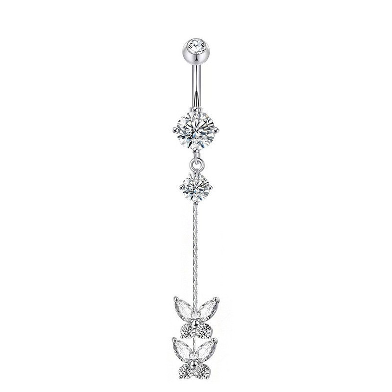 Butterfly Heart Zircon Minimalist Navel Piercing Jewelry