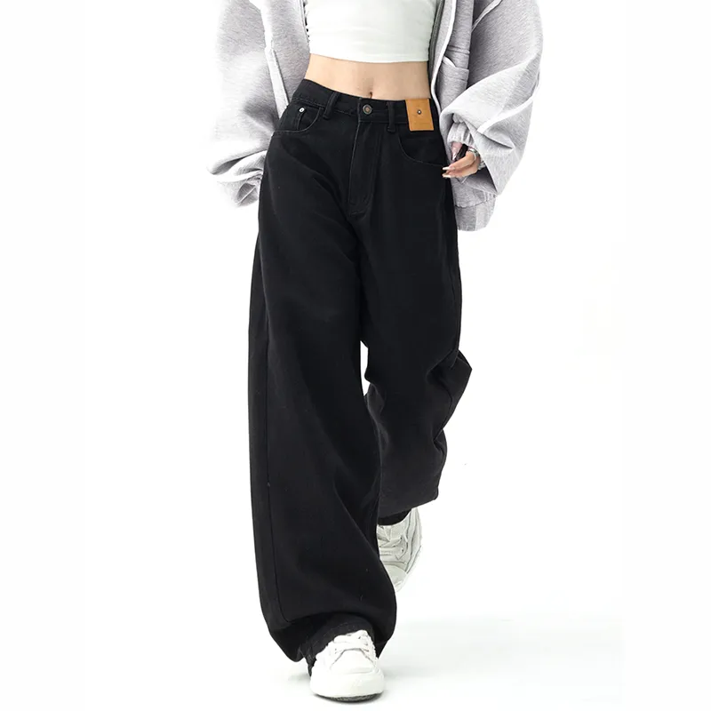 Loose High Waist Slimming Wide Leg Pants - Black