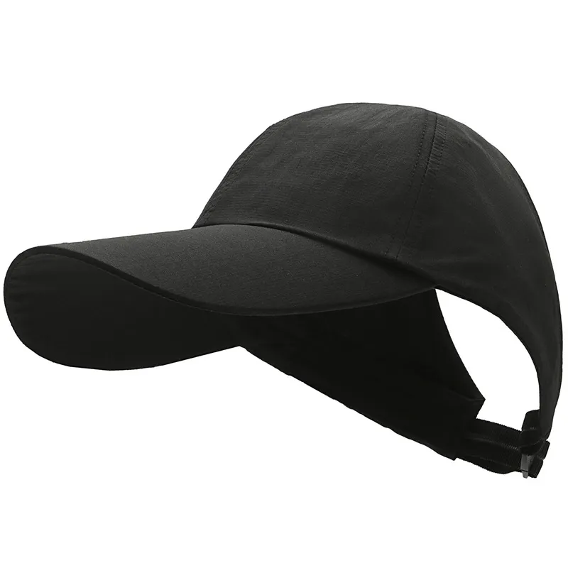 Summer Quick-drying Sunscreen Soft Top Topless Hat - Black