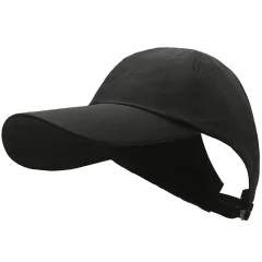 Summer Quick-drying Sunscreen Soft Top Topless Hat - Black - View 1