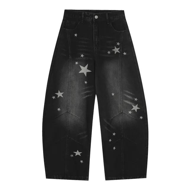 Distressed Scimitar Cotton Pants Jeans Black - Shop at LoveMi