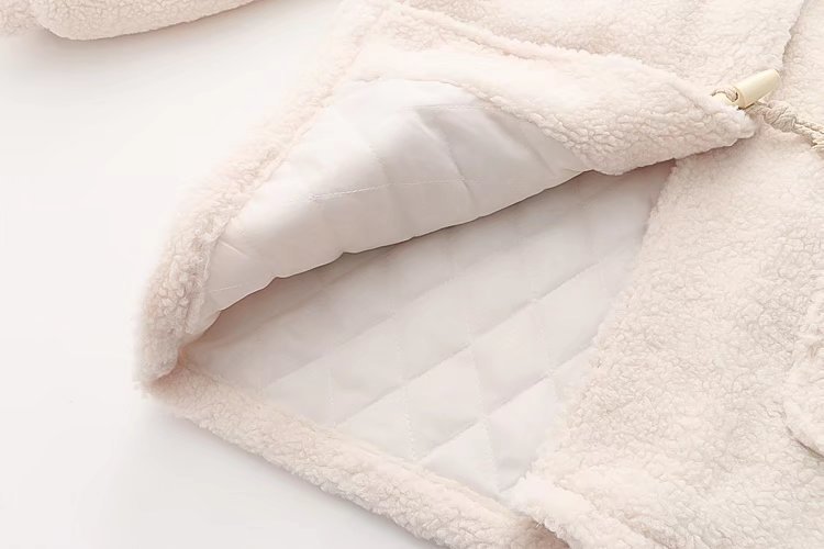 Winter Cartoon Little Lamb Cotton Velvet Thickening Embroidery Rabbit Mid-length  Jacket