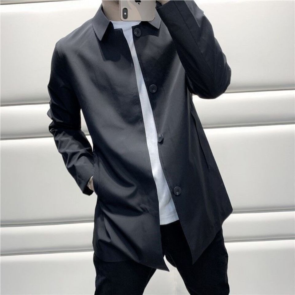 $18.05 Fashion Casual Loose All-matching Lapel Mid-length Trench Coat Cloak Men
