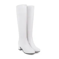 Autumn And Winter Foreign Trade Knight Boots Women's Middle Square Heel Long Tube Large And Small Size 31-45 Female Boots 826 - White - View 1