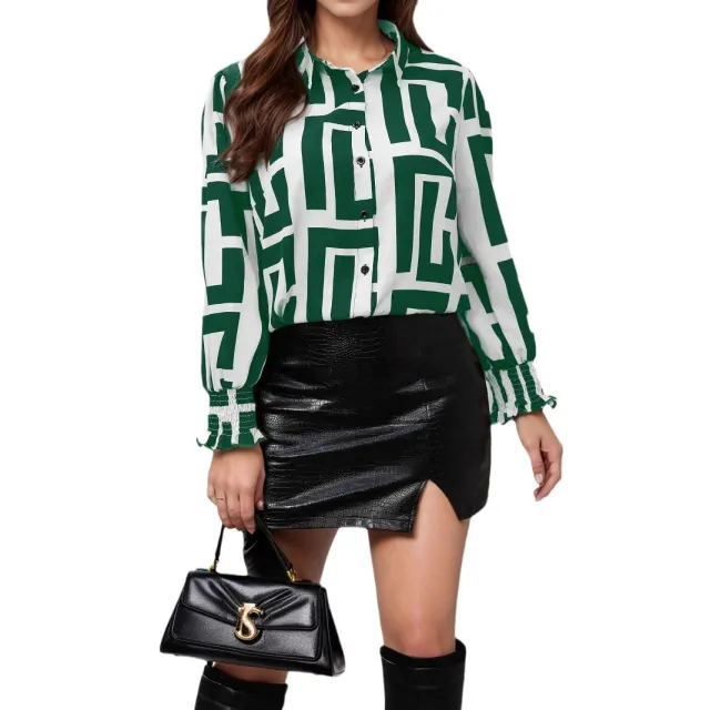 Plus Size Women's Blouse Geometric Pattern Color 2Xl - Shop at LoveMi