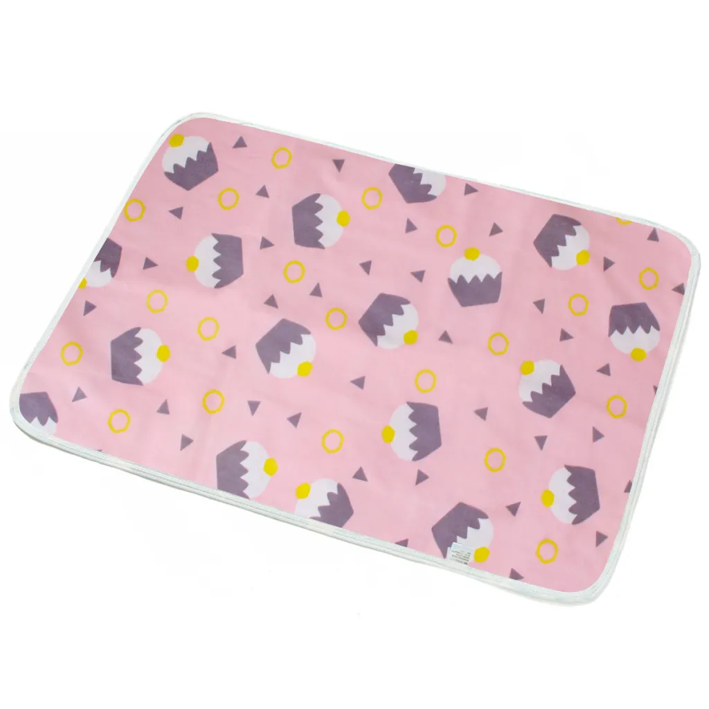 Breathable Cotton Cartoon Waterproof Insulation Pad - Pink Cake