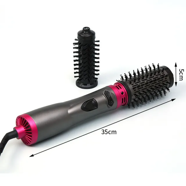 Electric Rotating Hair Curling Comb Two in one Constant Temperature Gray And Red British Standard - Shop at LoveMi