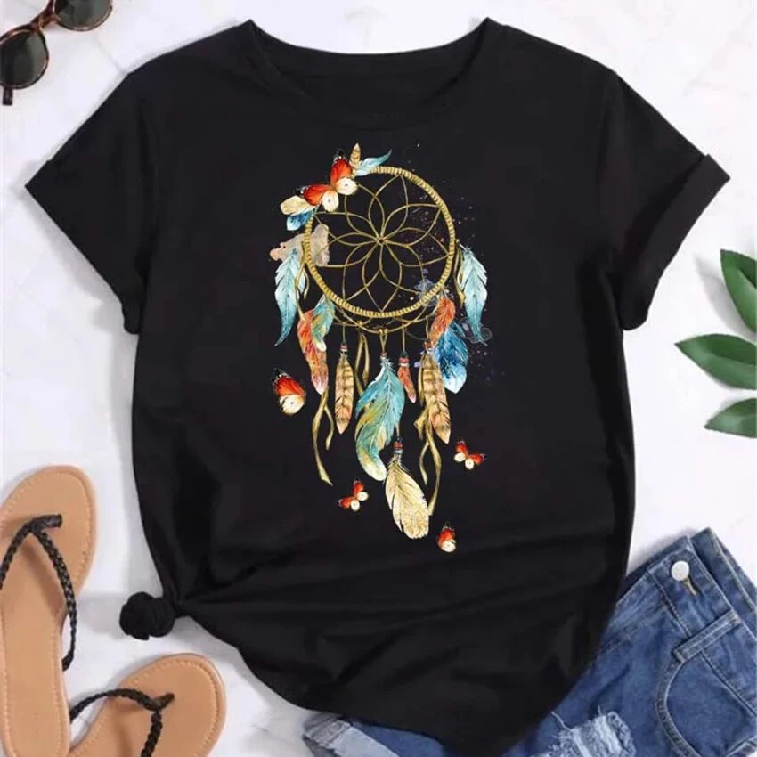 Women's Simple Casual Printed Short Sleeves