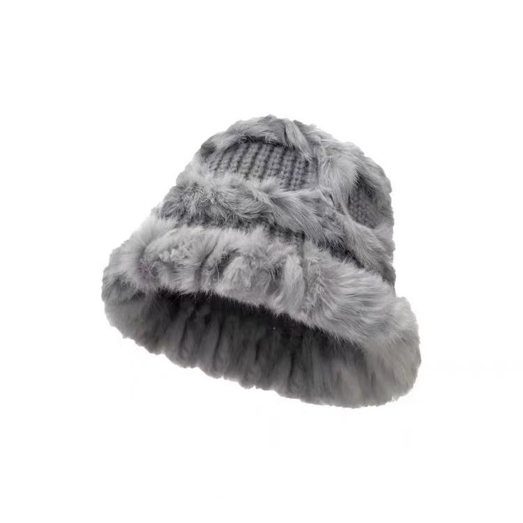 Rabbit Fur Hat Women's Autumn And Winter All-matching Thickened Plush Knitted