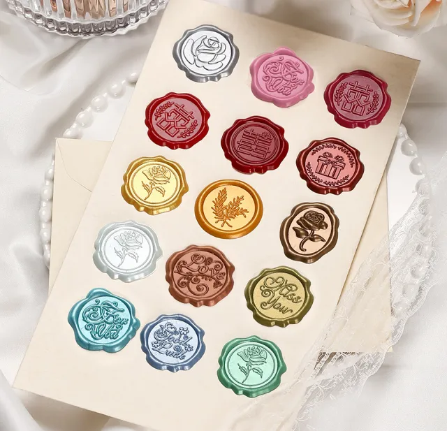 Picture Wax Sticker Wax Seal Sticker Sealed Envelope Wedding Invitation Wine Bottle Gift Decorative Sealed Sticker Random - Shop at LoveMi