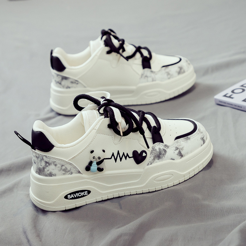 Womens White Sneakers Versatile Sporty Dad Shoes With Thick Soles