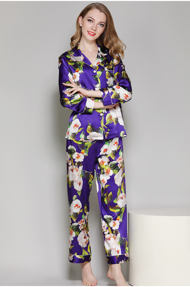 Title 4, Spring And Autumn Silk Long-Sleeve Home Suit Tw...