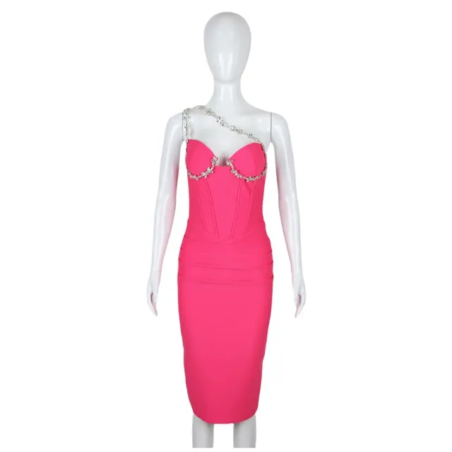 Summer New Oblique Sun top Bandage Ladies Party Banquet Sleeveless Women's Clothing Dress Rose Red - Shop at LoveMi