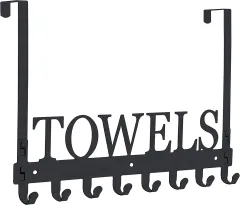 Black Towel Rear Door Hook Shower Door Rear Towel Rack Hook - Black - View 1