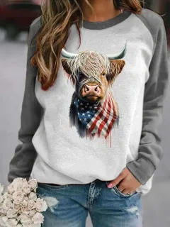 Women's Loose Casual Comfortable Versatile Daily Printing Sweater - Styleg7Z4323-4Xl - View 1