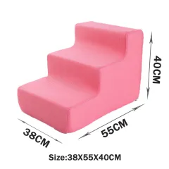 Pet Cat Sofa Steps Folding Non-slip Dog Ladder - Junior Pink - View 1