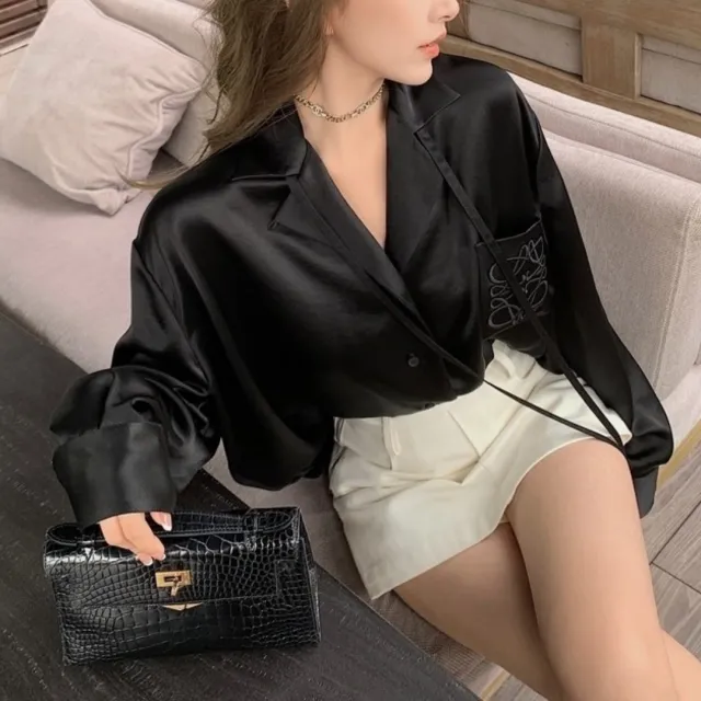Fashion Personality Women's Embroidered Shirt Cardigan Black - Shop at LoveMi