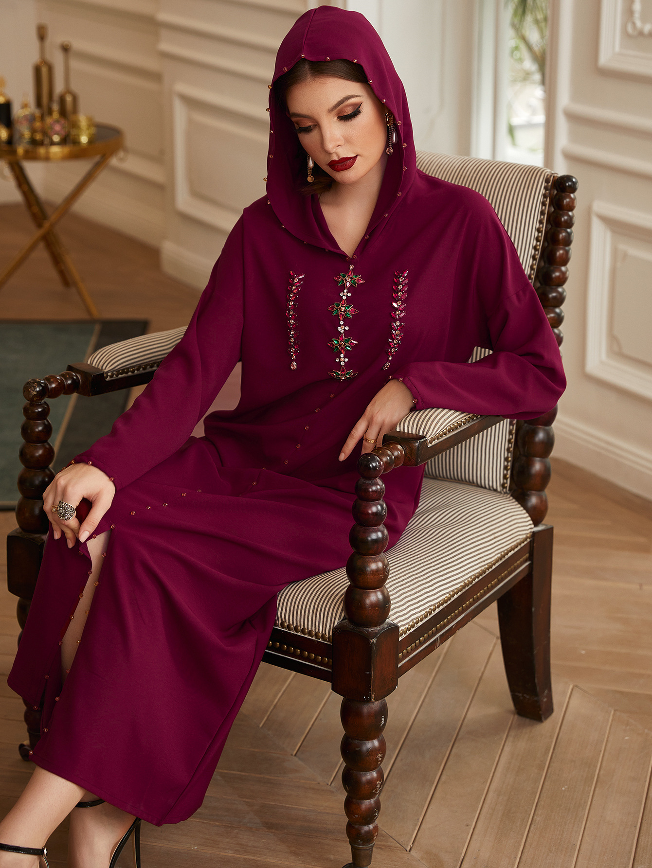 Beaded Sequined Robe Dress, picture 3 of 6