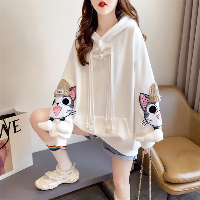 Sweater Women's Korean style Loose Plus Size White - Shop at LoveMi
