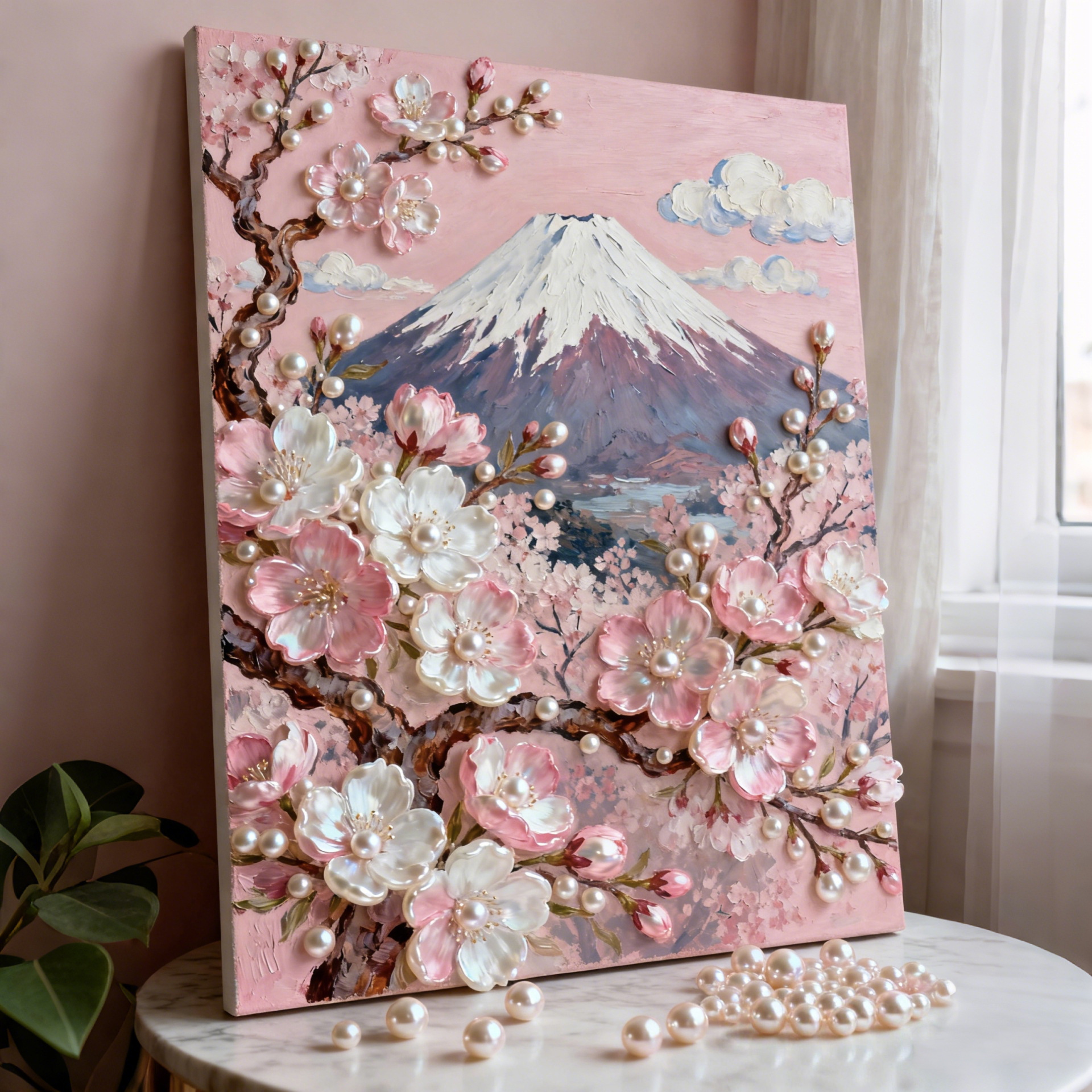 New DIY Pearl Painting Landscape & Floral Series Handmade Self-Adhesive Diamond Art