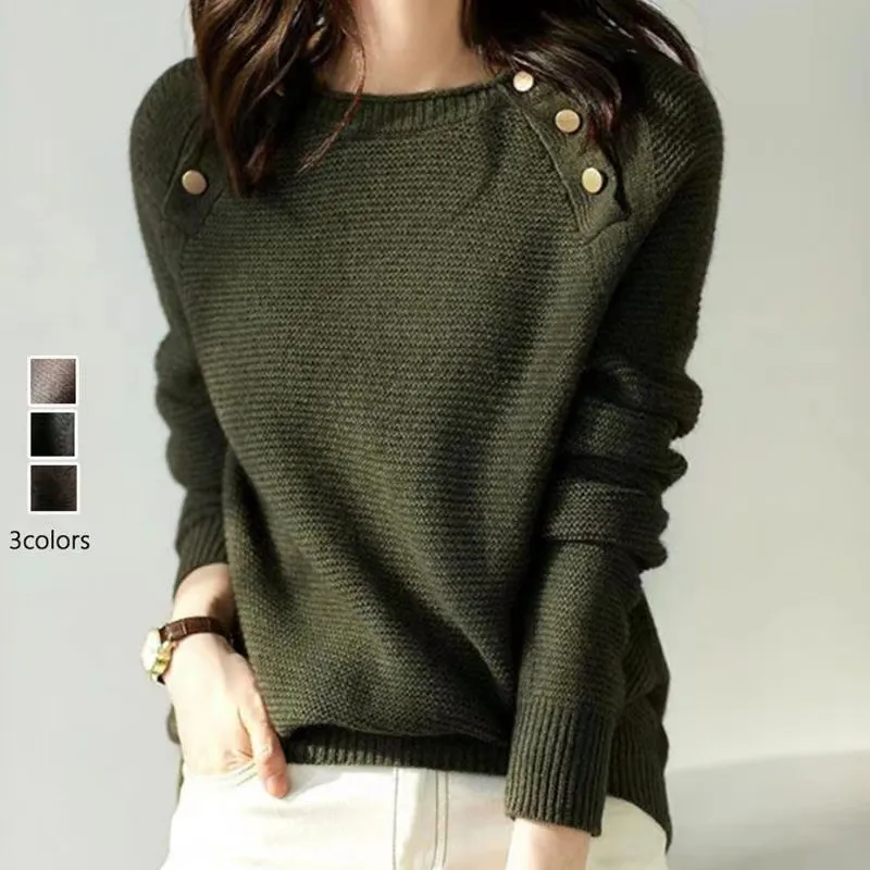 European Goods Lazy Casual Knitted Sweaters Women's Clothing - Army Green
