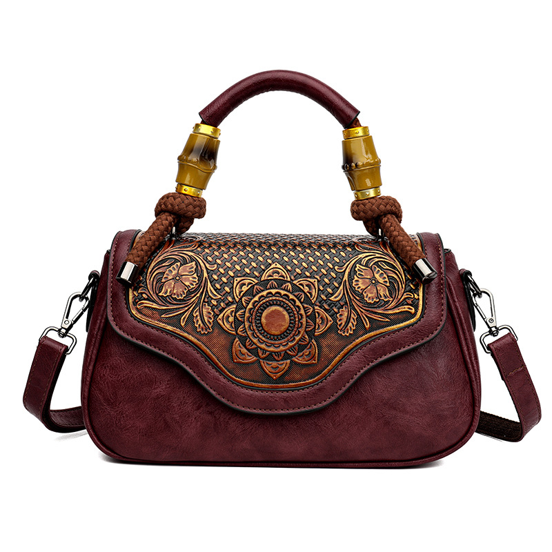 Handcrafted Leather-Embossed Retro Crossbody Bag