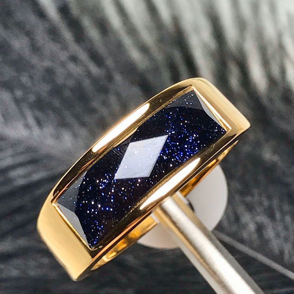Three-color Semi-precious Stone Stainless Steel Ring