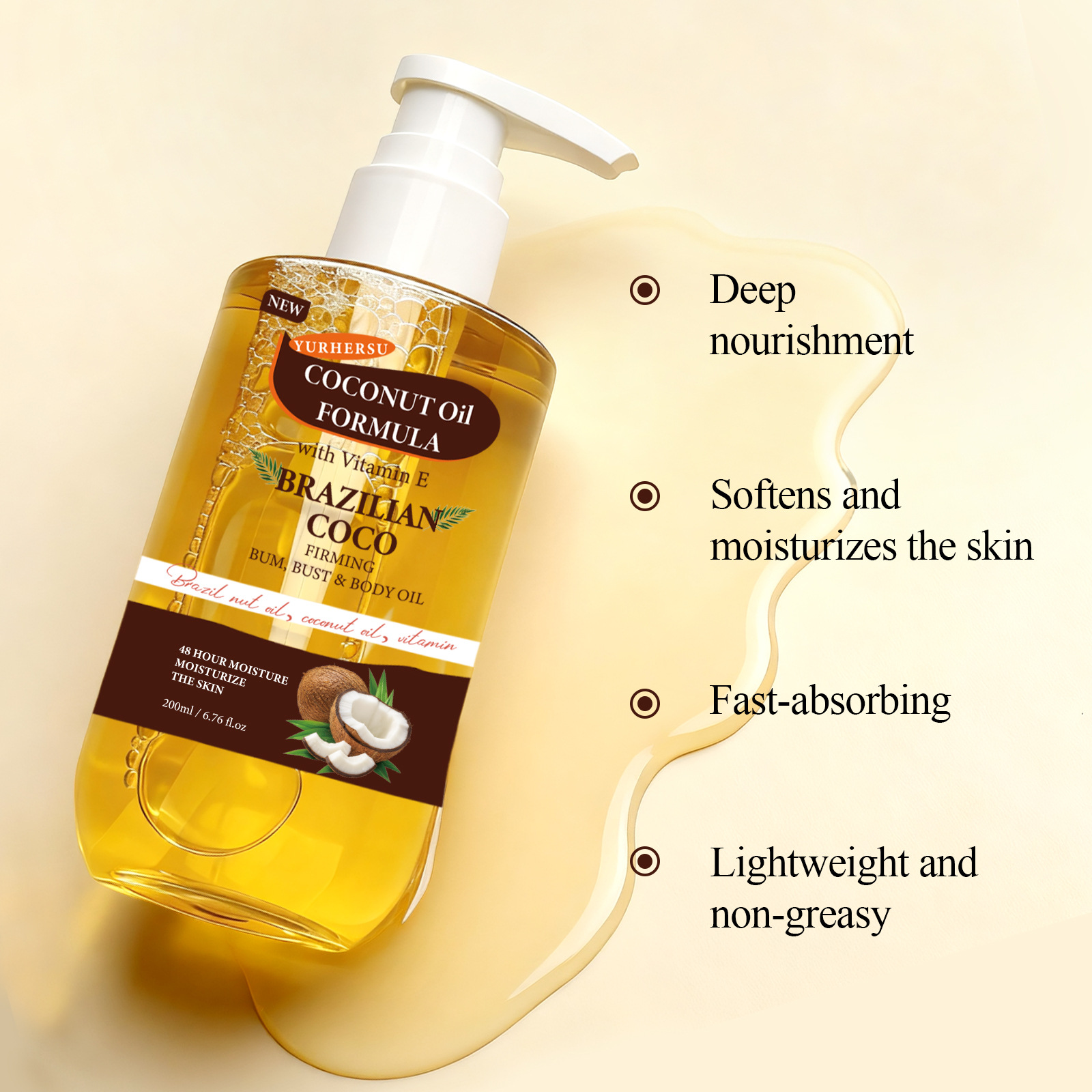 Deeply Nourishing, Refreshing, And Non-greasy Body Care Massage Oil Made With Coconut Oil