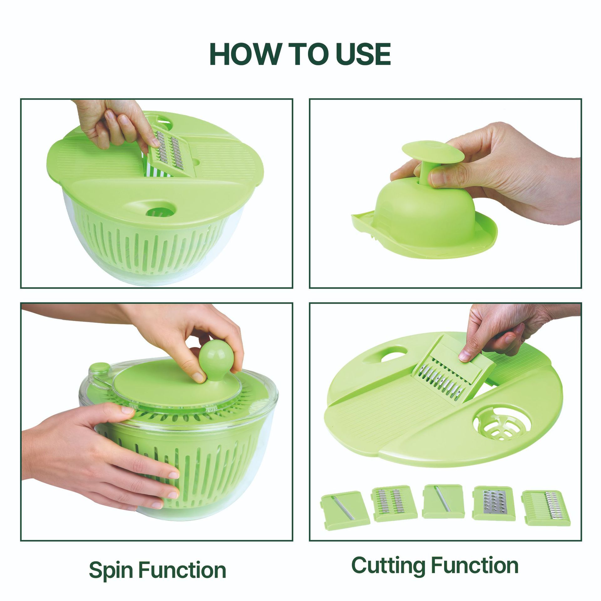 Cross-border Drain Basket For Fruit Salad Manual High-Speed Centrifugal Spin Dryer — foto 5
