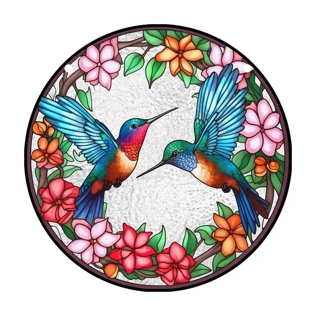 Pattern Hummingbird With Flowers Dyed Bird Dyed Window Hanger Decorative Gift 2Style - Shop at LoveMi