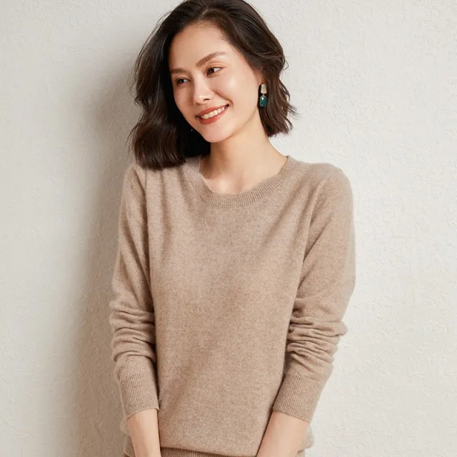 Round Neck Bottoming Shirt Long Sleeve Pullover Camel - Shop at LoveMi