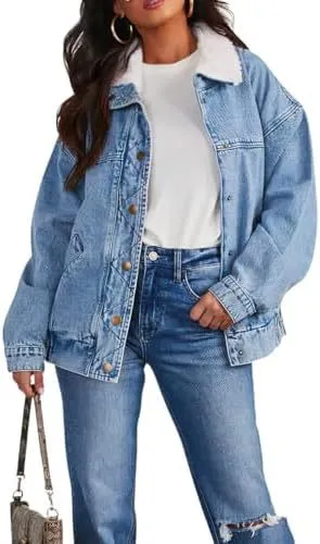 Women's Denim Jacket Fur Collar Denim Coat Blue - Shop at LoveMi