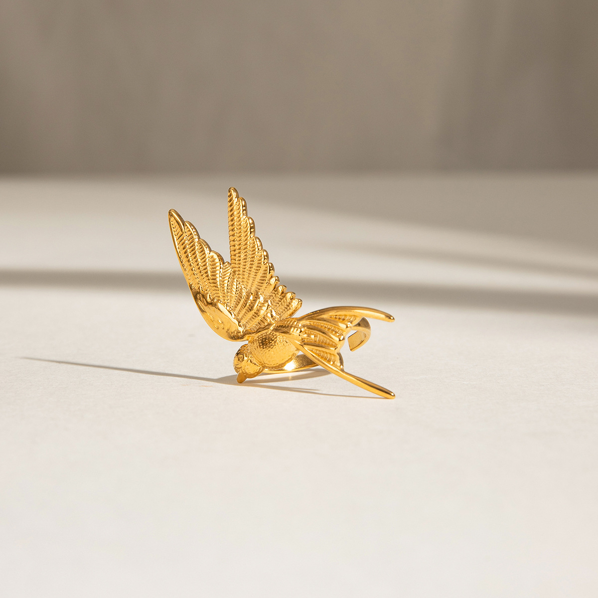 Stainless Steel Peace Dove Ornament Ring