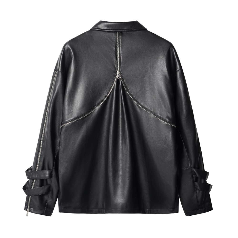Men's Niche Design Two-way Zipper Stitching Riding Motorcycle Jacket