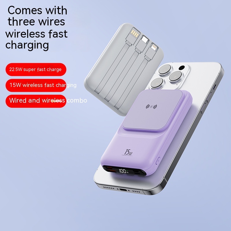 Magnetic Wireless Charger Power Bank With Cable Super Fast Charge Mobile Power 10000 MA 5