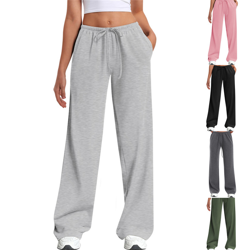 Womens Wide-leg Sweatpants Loose-fitting Low-rise Athletic Pants