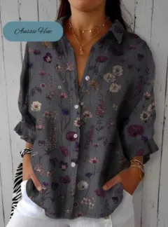 Women's Solid Colour Floral Button Shirt Casual And Comfortable - Jm7031 - View 1