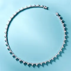 Women's Full Circle Diamond Necklace - White Gold Colour - View 1