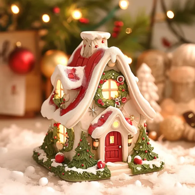 Luminous Snow House Aromatherapy Stove Home Living Room Mini Resin Ornament Incense Burner With Light - Shop at LoveMi