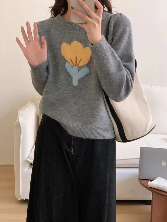 Retro Thickened Design Sense Niche Outerwear Sweater Gray - Shop at LoveMi