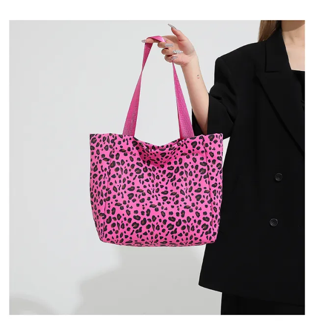 Fashion Leopard Print Tote Shoulder Bag Pink - Shop at LoveMi