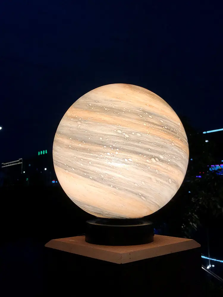 Outdoor Waterproof Courtyard Round Planet Light Post Light