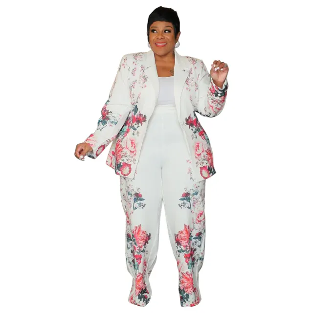Autumn And Winter Printing Coat Suit Casual Pants White - Shop at LoveMi