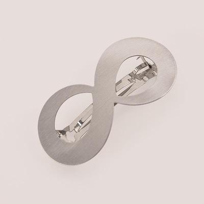 Geometric Metal Brushed Barrettes Spring Clip 8 Shaped Silver - Shop at LoveMi