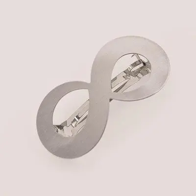 Geometric Metal Brushed Barrettes Spring Clip - 8 Shaped Silver