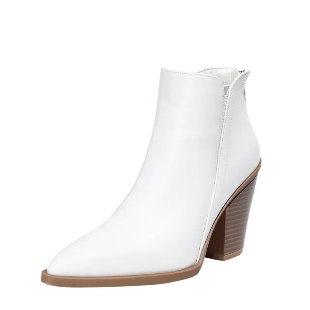 Thick High Heel Martin Boots New Winter Slimming Back Zipper Non slip Female Boots White - Shop at LoveMi